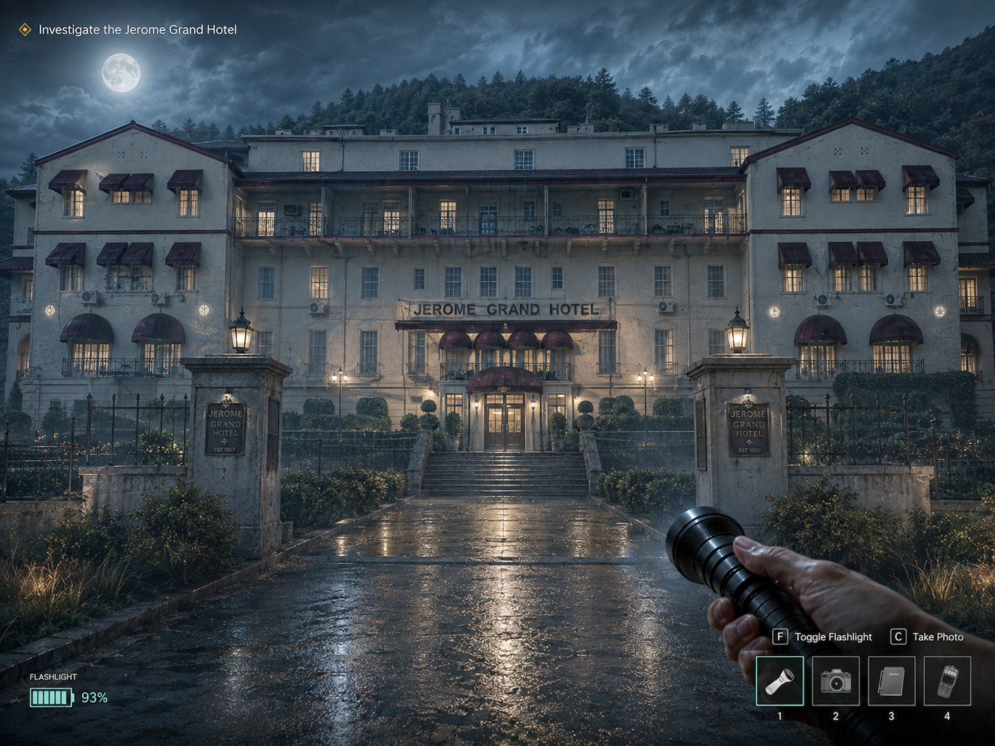 Game render of the Jerome Grand Hotel investigation